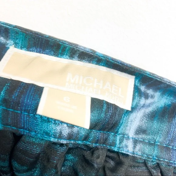 Michael Kors Blue Metallic Mini Skirt with Pockets - Picture 3 of 9